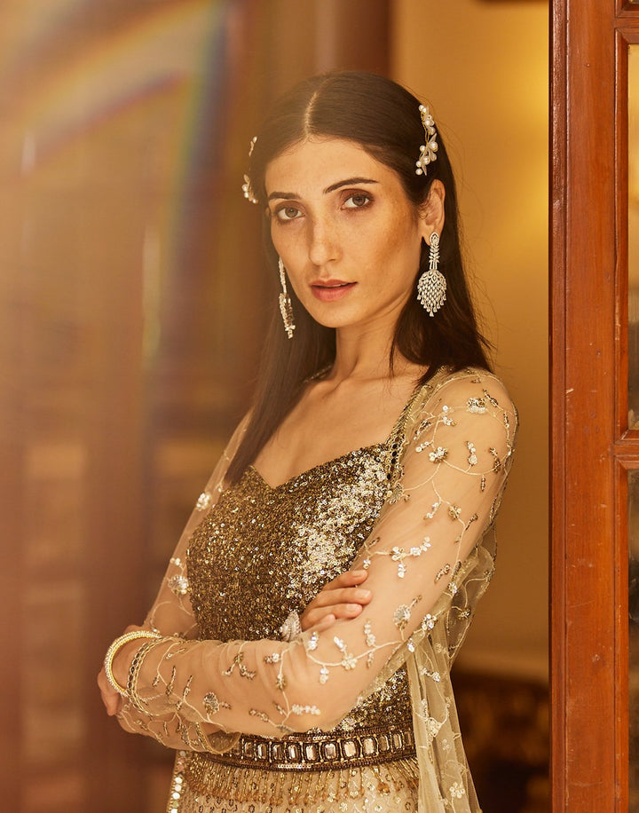 Sequence Embroidered Georgette Gown
