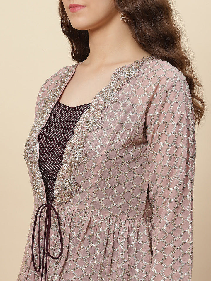 Gota Embroidered Georgette Choli Jacket With Lehenga &amp; Net Dupatta