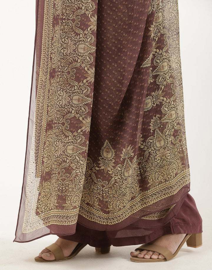 MBZ Meena Bazaar-Grey Digital Printed Crepe Salwaar Kameez Stitched Suit