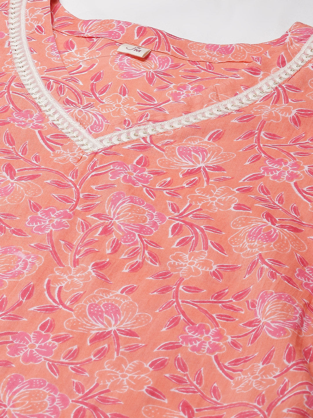 Floral Printed Cotton Kurta With Sharara