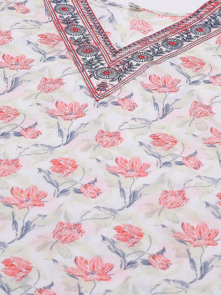 Printed Cotton Blend Kurta &amp; Pants