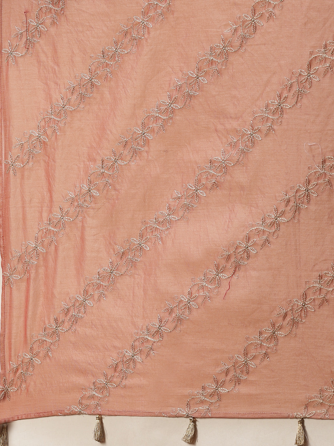 Zari Embroidered Cotton Kurta With Pants & Dupatta