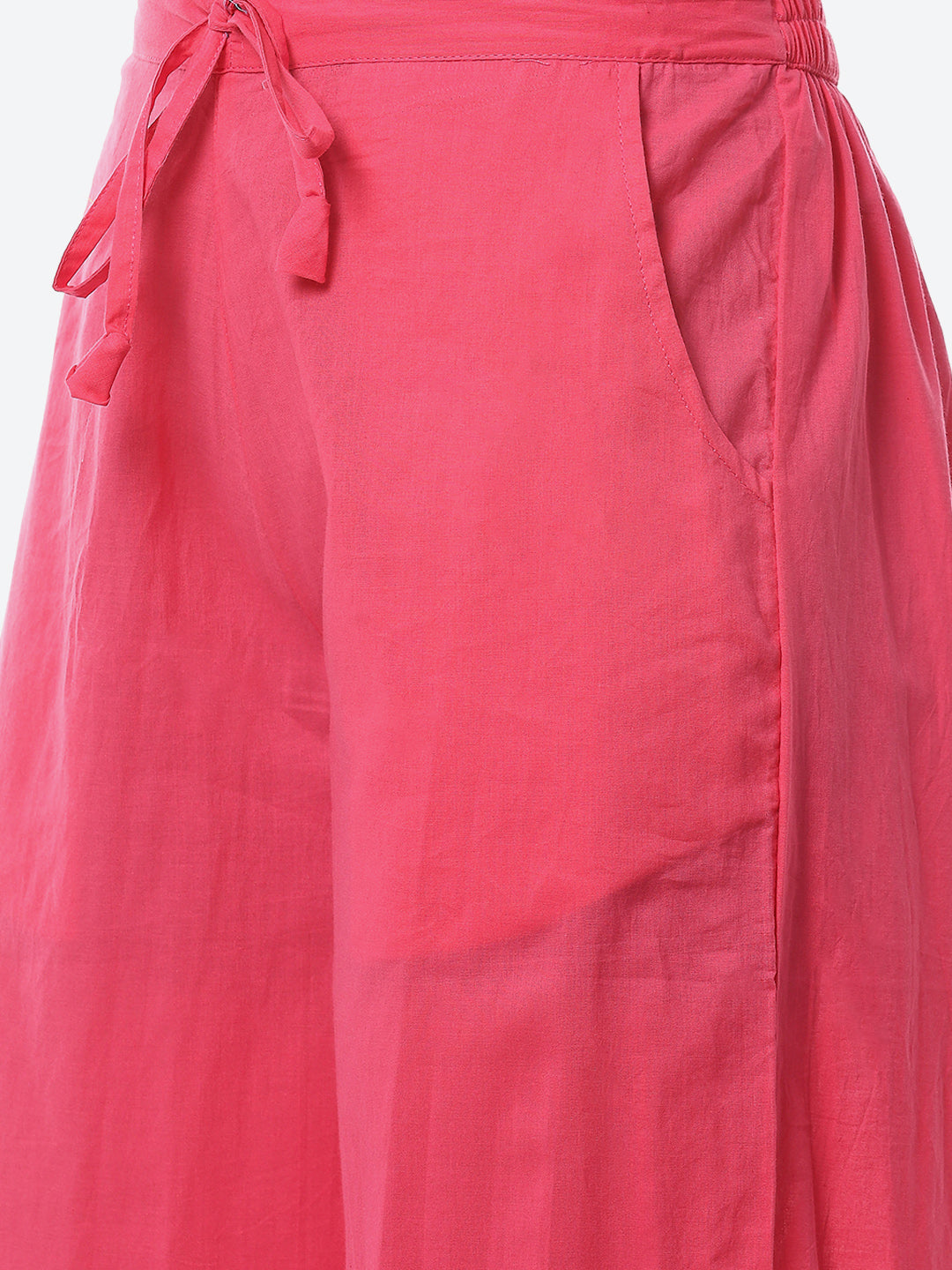 Printed Neck Embroidered Cotton Kurta With Pant