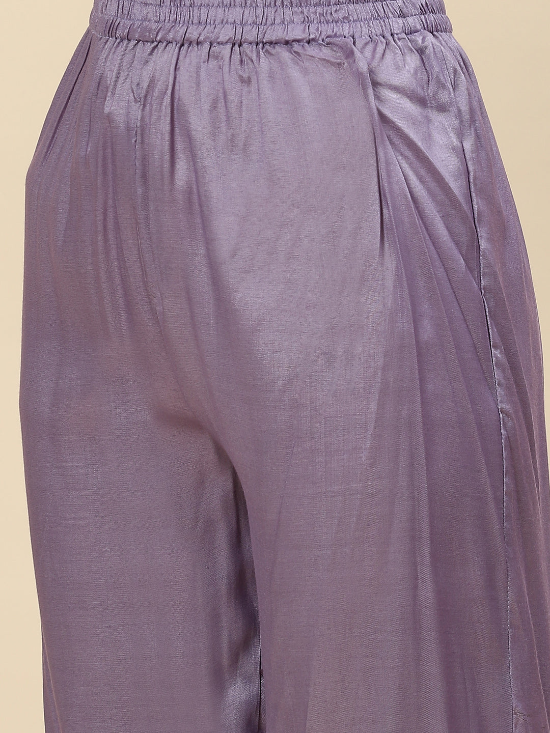 Neck Patti &amp; Floral Printed Muslin Kurta With Pants