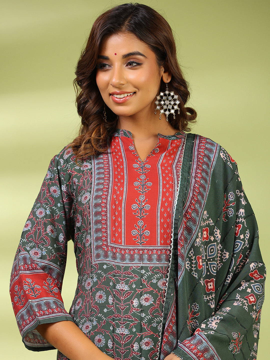 Printed Muslin Kurta With Pants &amp; Dupatta