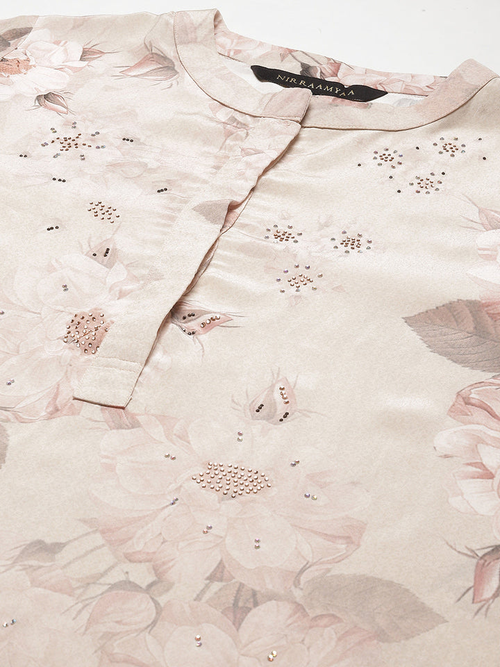 Printed Crepe Kurta With Pants