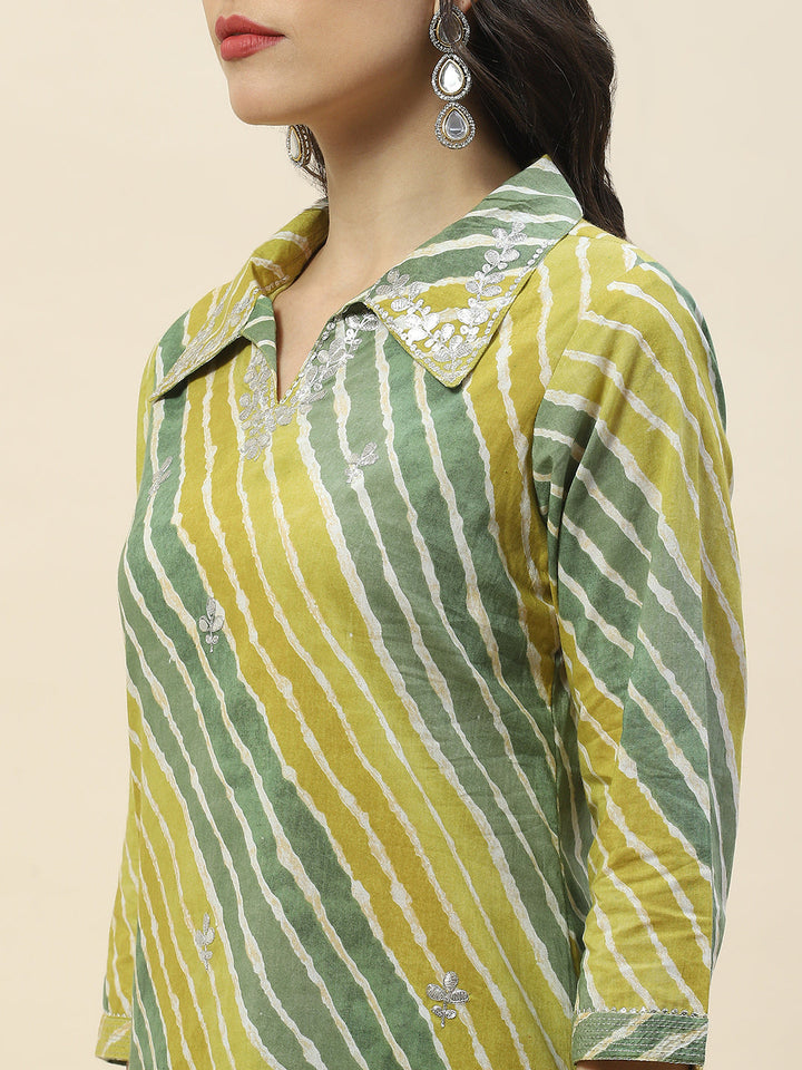 Printed Cotton Kurta With Pants