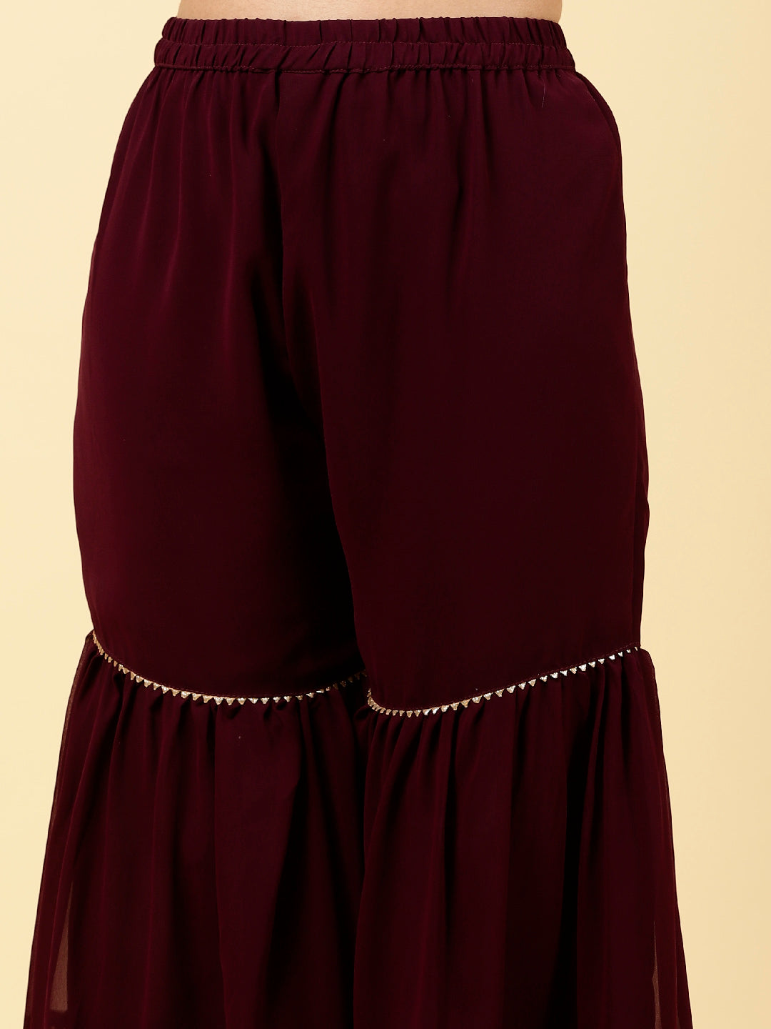 Sequin Embroidered Georgette Kurta With Garara &amp; Dupatta
