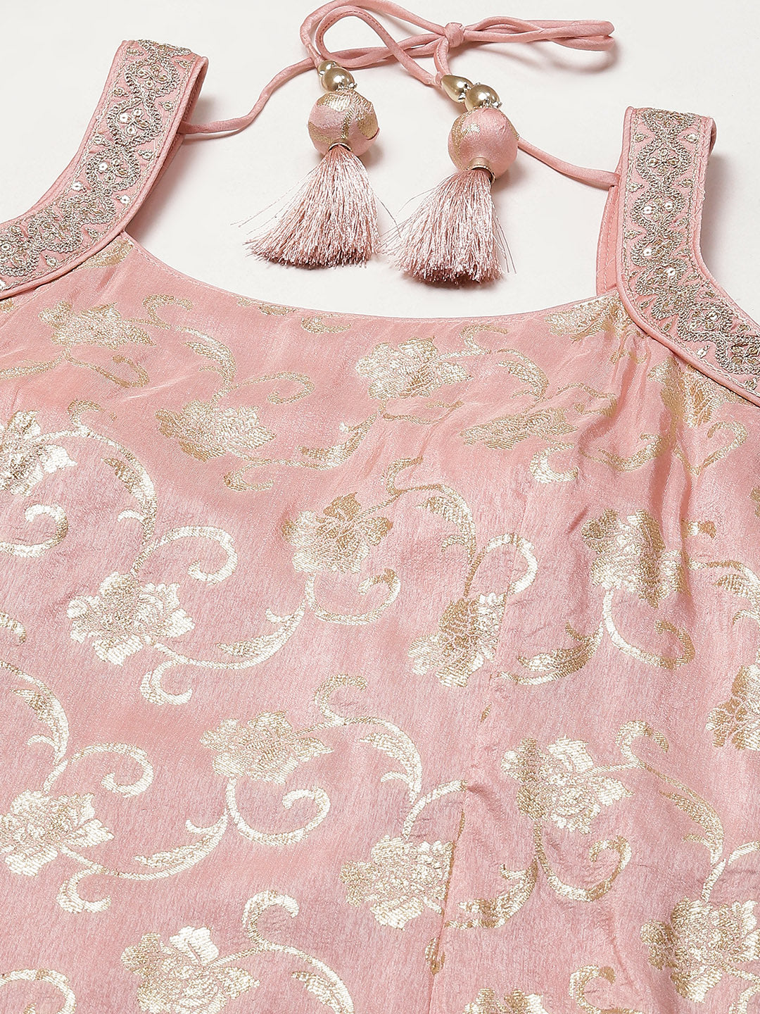 Floral Woven Georgette Kurta With Sharara &amp; Dupatta