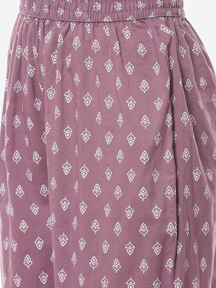 Resham Work Printed Cotton Kurta With Palazzo
