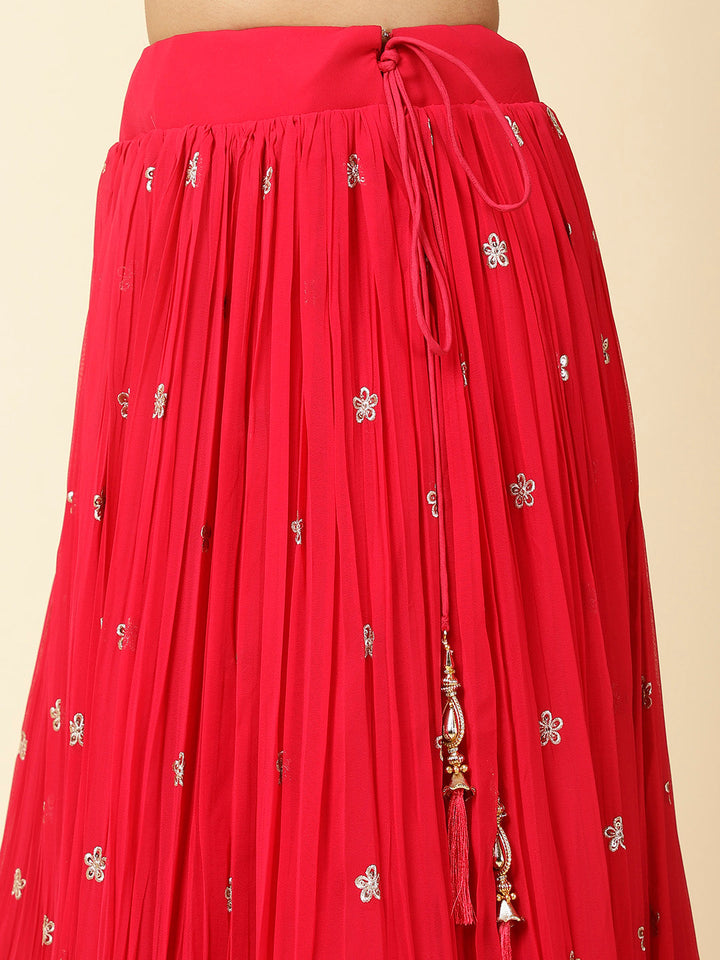 Resham Embroidery Georgette Kurta With Lehenga &amp; Dupatta
