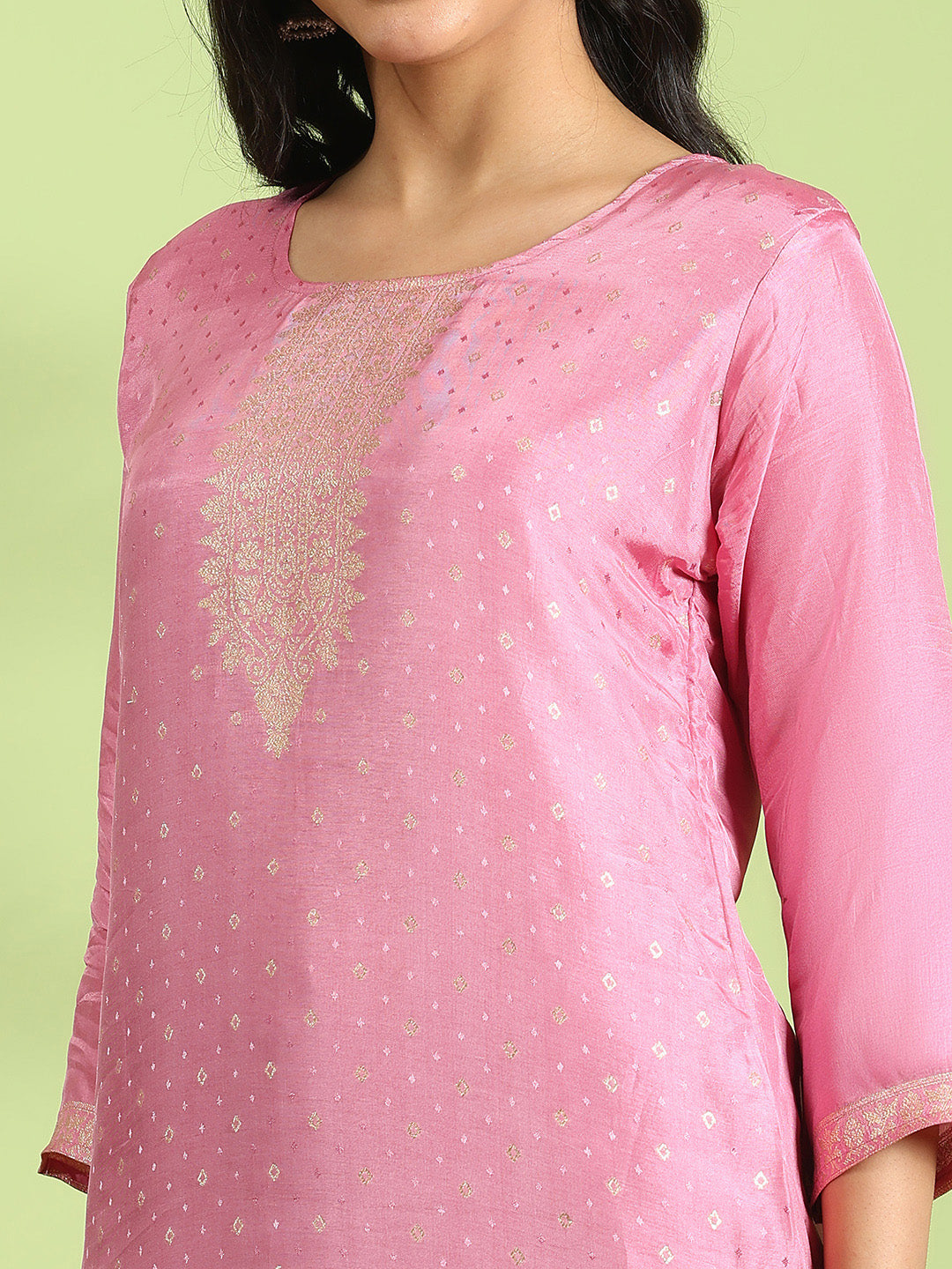 Embroidered Cotton Kurta With Pant &amp; Dupatta