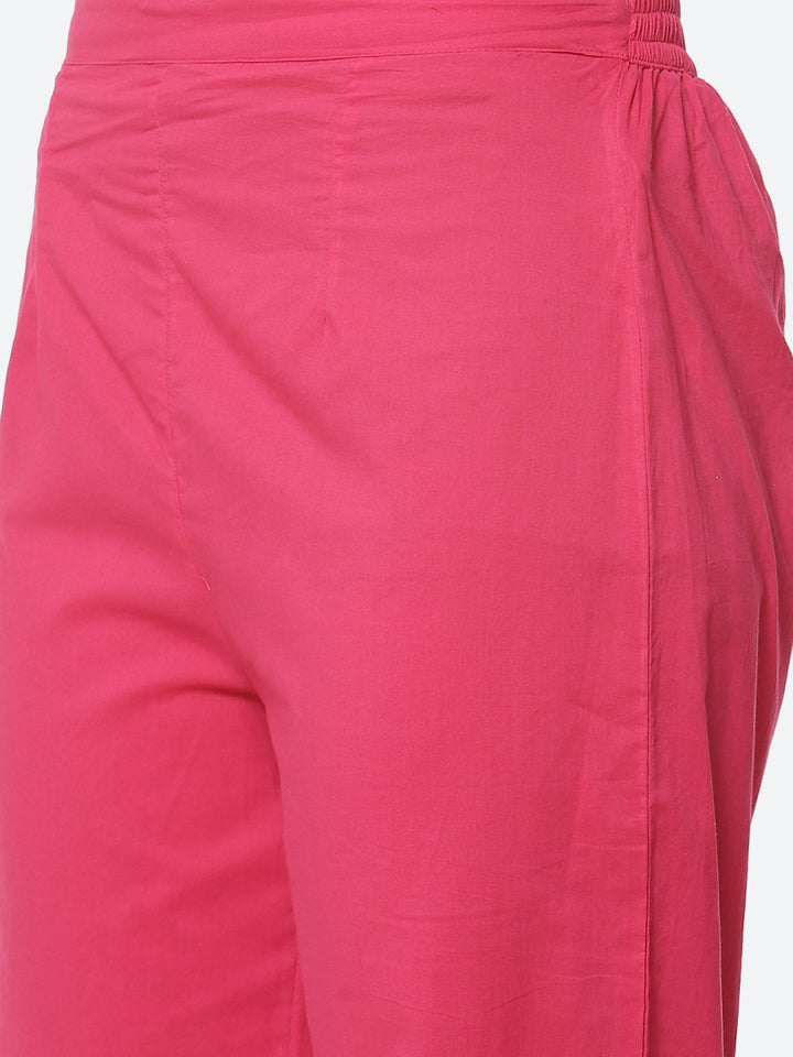 Printed Gota Work Cotton Kurti With Pant