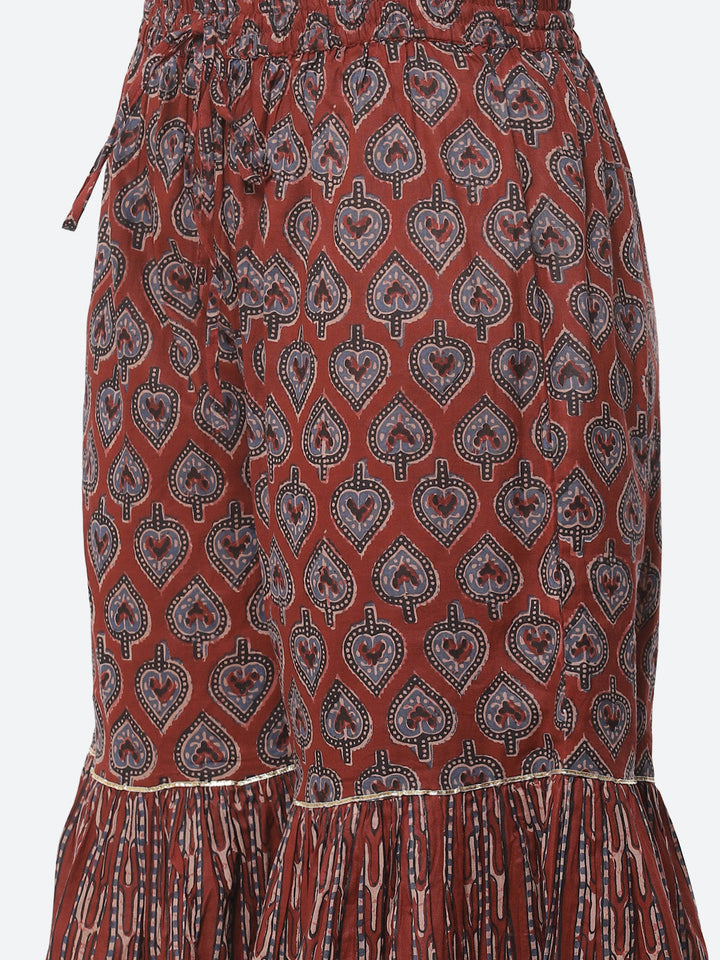 Printed Gota Patti Cotton Kurti With Sharara