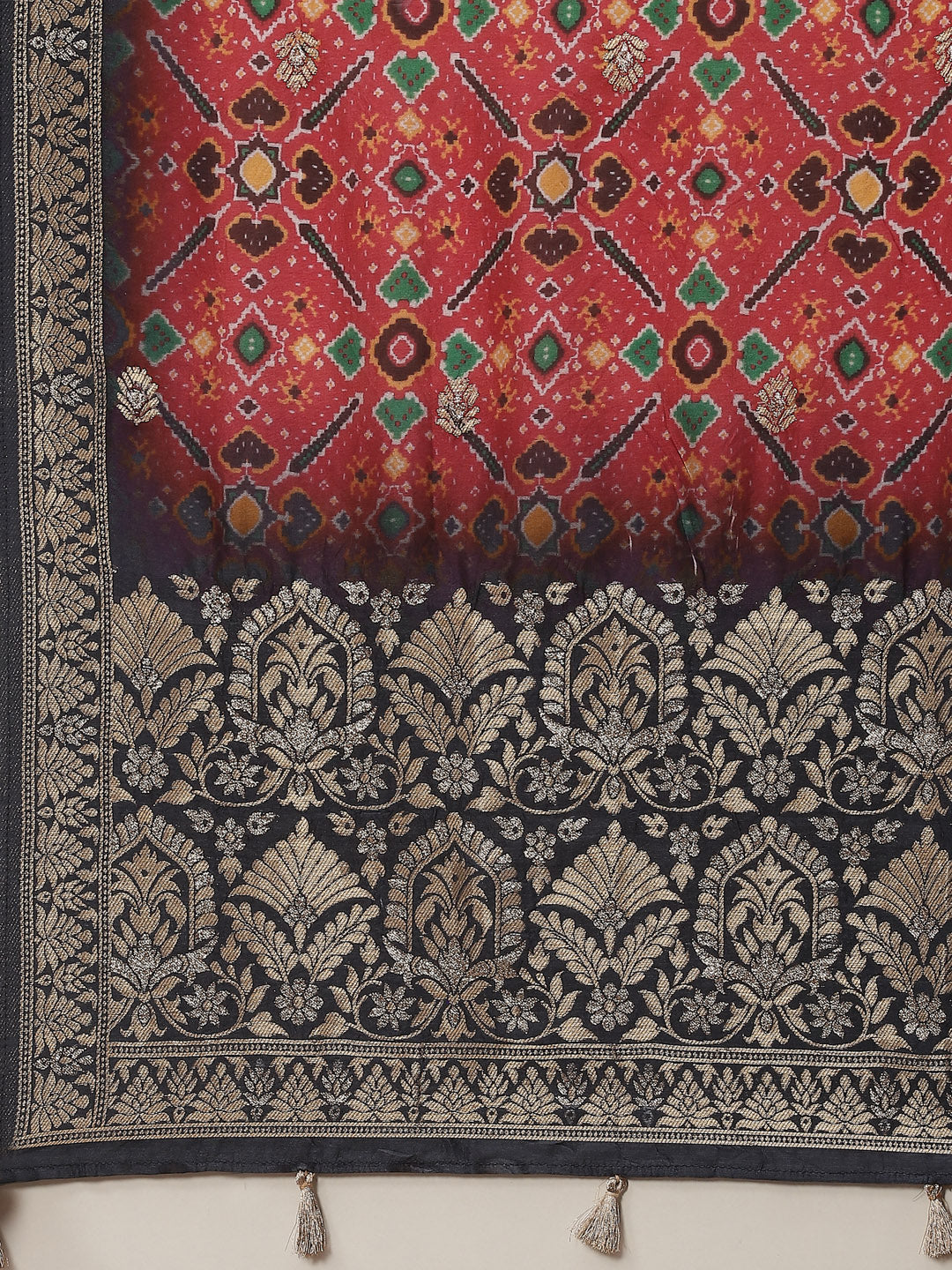 Zari Booti Cotton Kurta With Pants & Dupatta