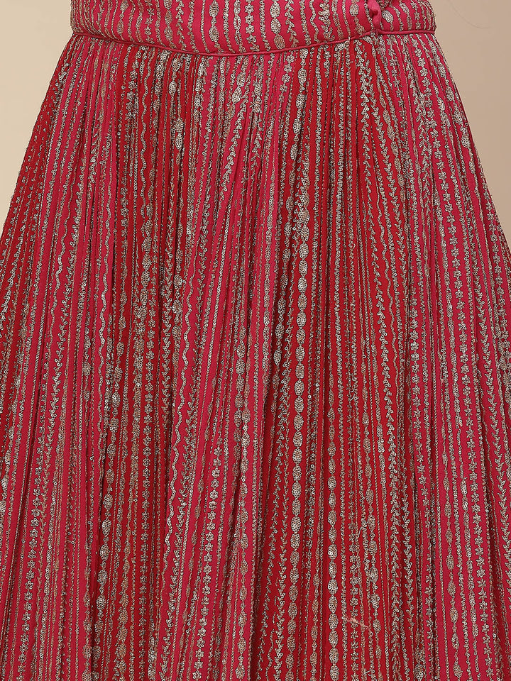 Zari Work Georgette Lehenga With Choli &amp; Dupatta