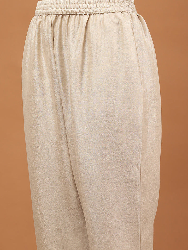 Zari Embroidery Art Silk Kurta With Pants &amp; Dupatta