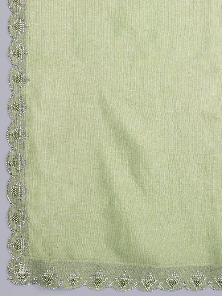 Embroidered Chinon Saree