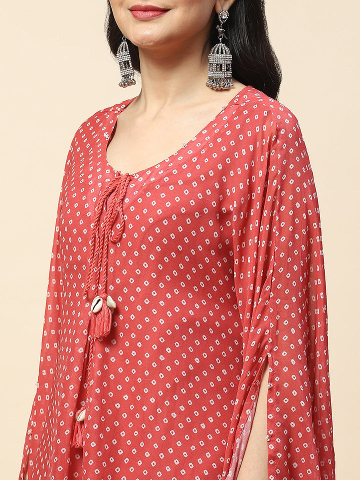 Printed Georgette Kaftan Kurti With Inner