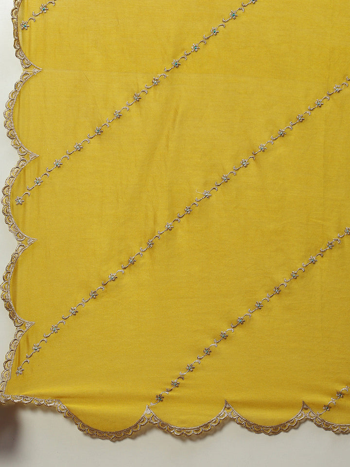 Resham Booti Cotton Kurta With Pants &amp; Dupatta
