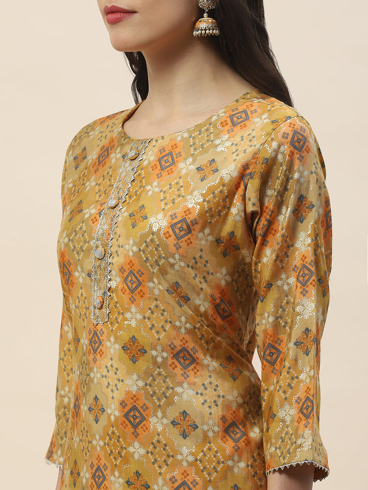 Printed Muslin Straight Kurta