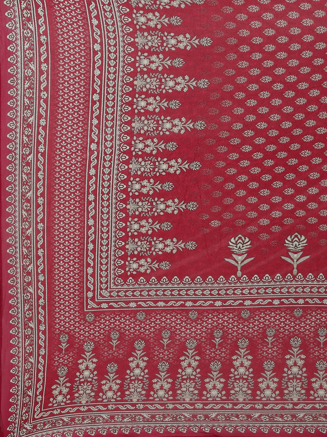 Floral Digital Printed Crepe Kurta With Palazzo &amp; Net Dupatta