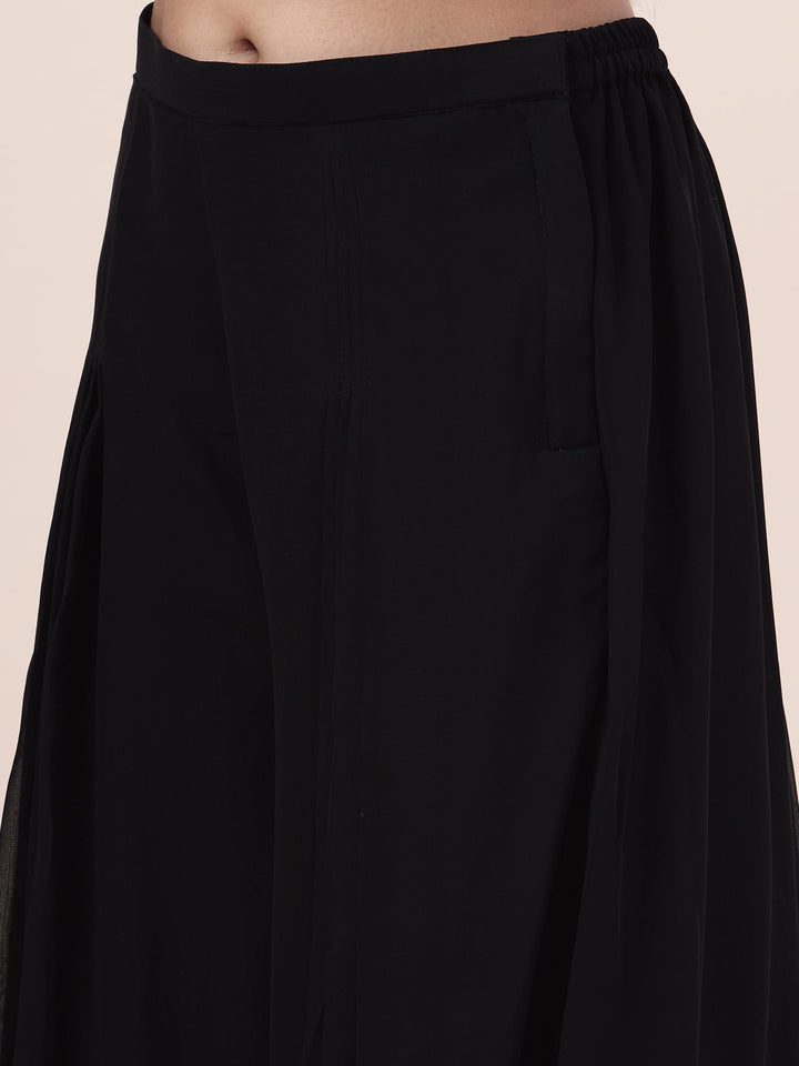 Sequin Embroidered Georgette Kurta With Palazzo &amp; Dupatta
