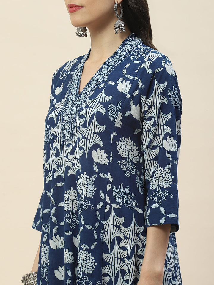 Printed Cotton Kurta With Pants