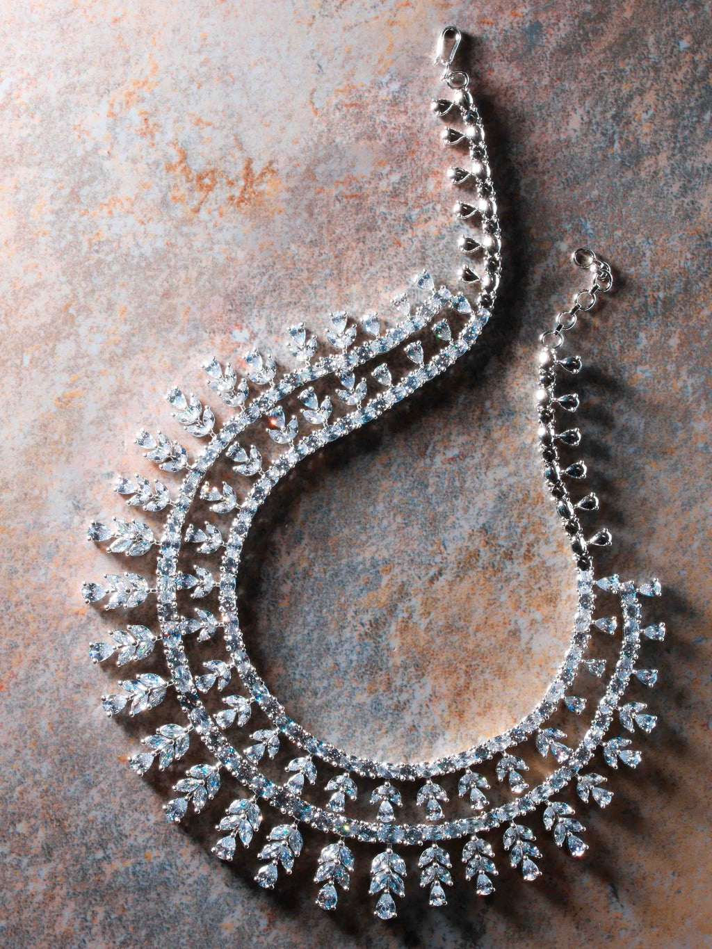 AD Silver Necklace With Earrings