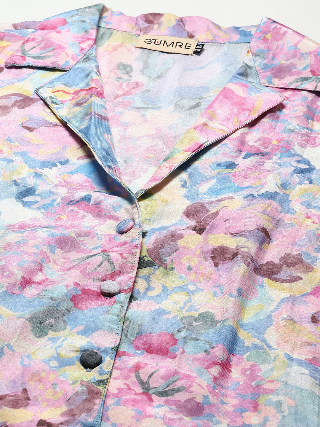 Sky Blue Pink Hues Co-ord Set Short Kurta
