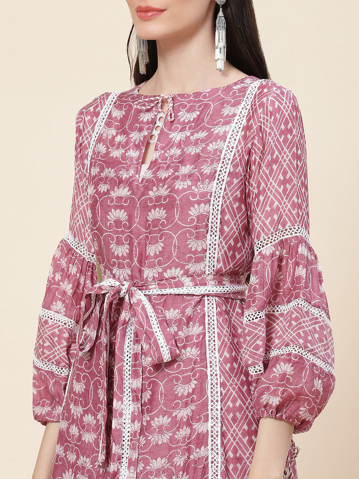 Floral Printed Muslin Kurta
