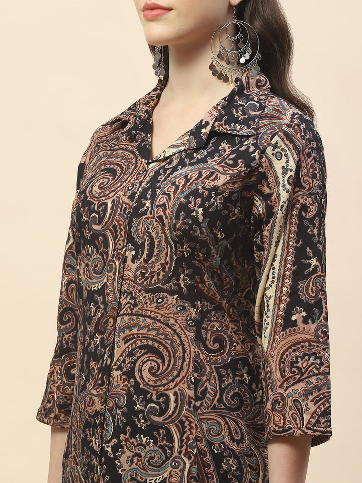 Paisley Printed Cotton Kurta With Pants