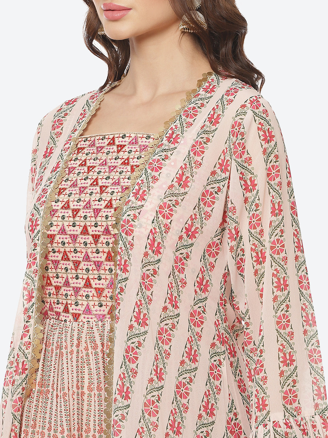 Printed Poly Georgette Jacket Cut Dress