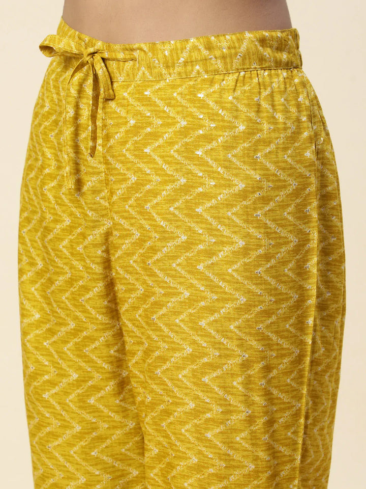 Neck Embroidered Cotton Kurta With Pants &amp; Dupatta