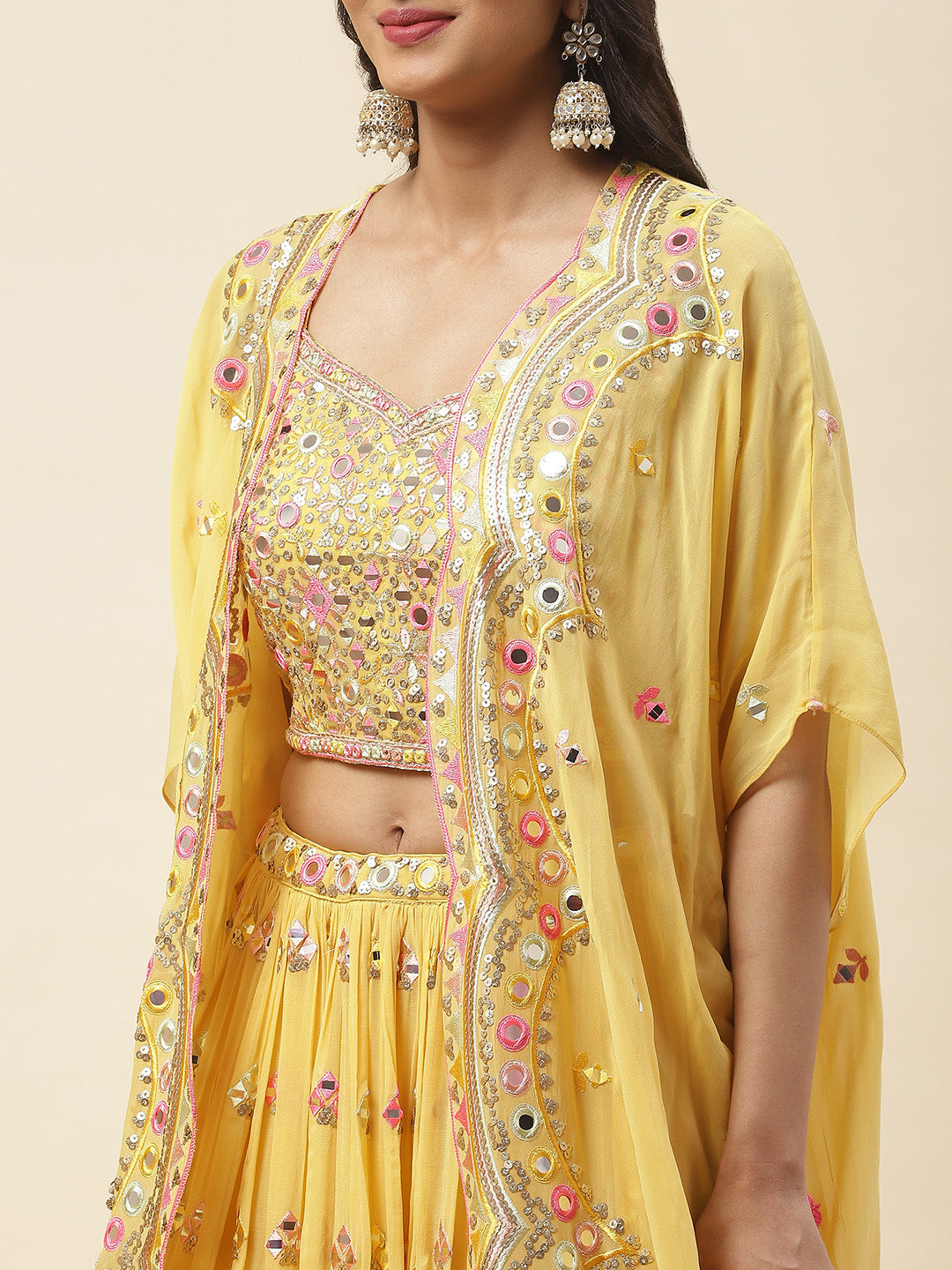 Georgette Lehenga Choli With Jacket