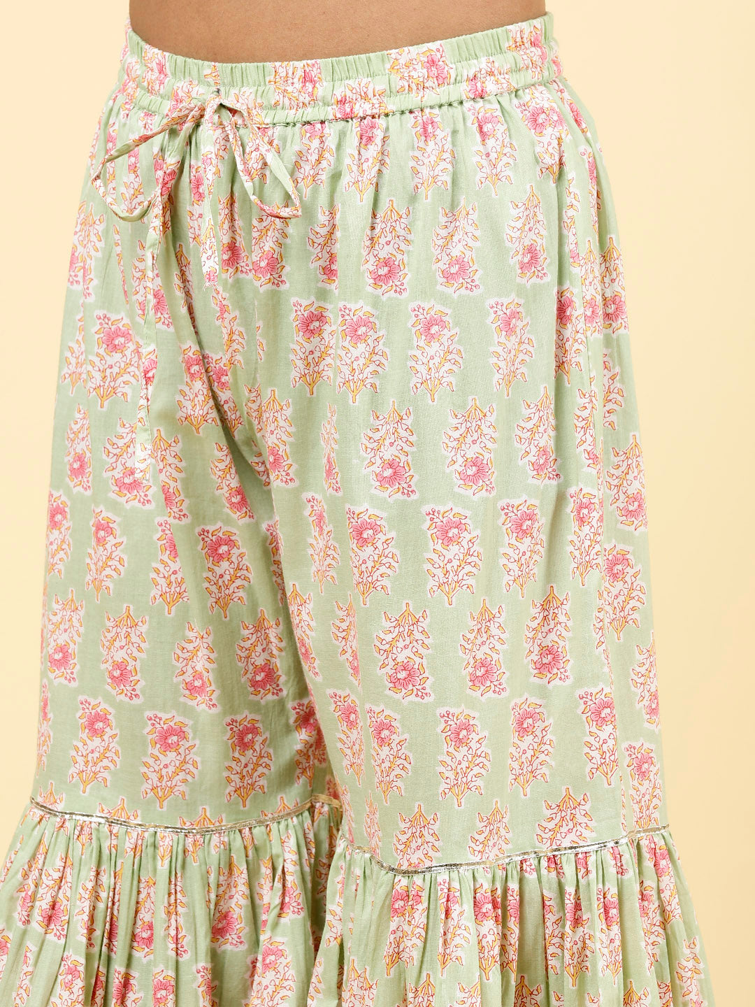 Printed Cotton Kurta With Garara