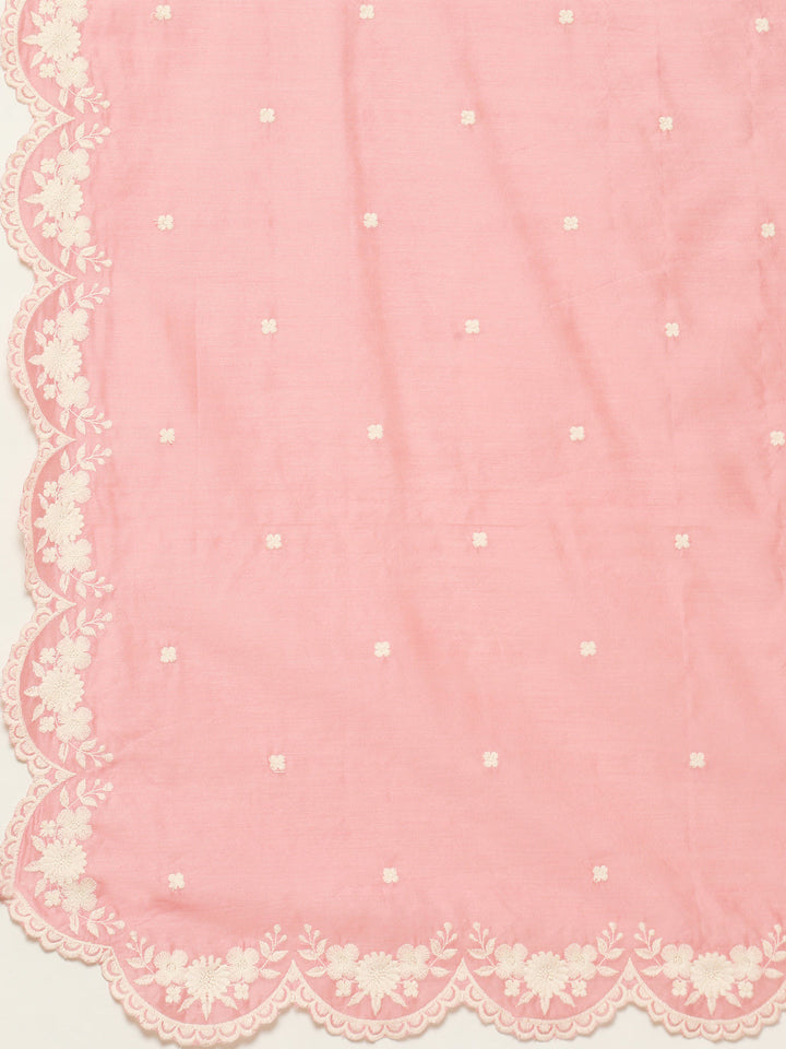 Resham Booti Cotton Kurta With Pant &amp; Dupatta