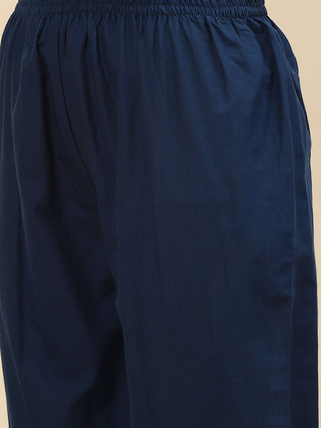 Mirror Embroidered & Printed Chanderi Kurta With Pants