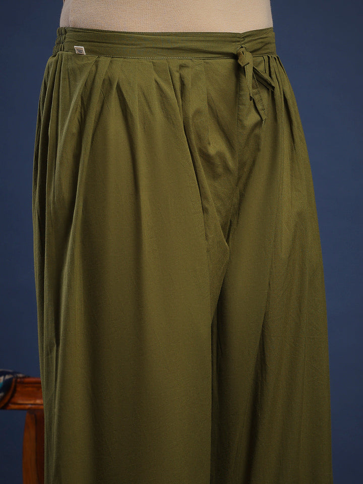 Embroidered Cotton Kurta With Pant &amp; Dupatta