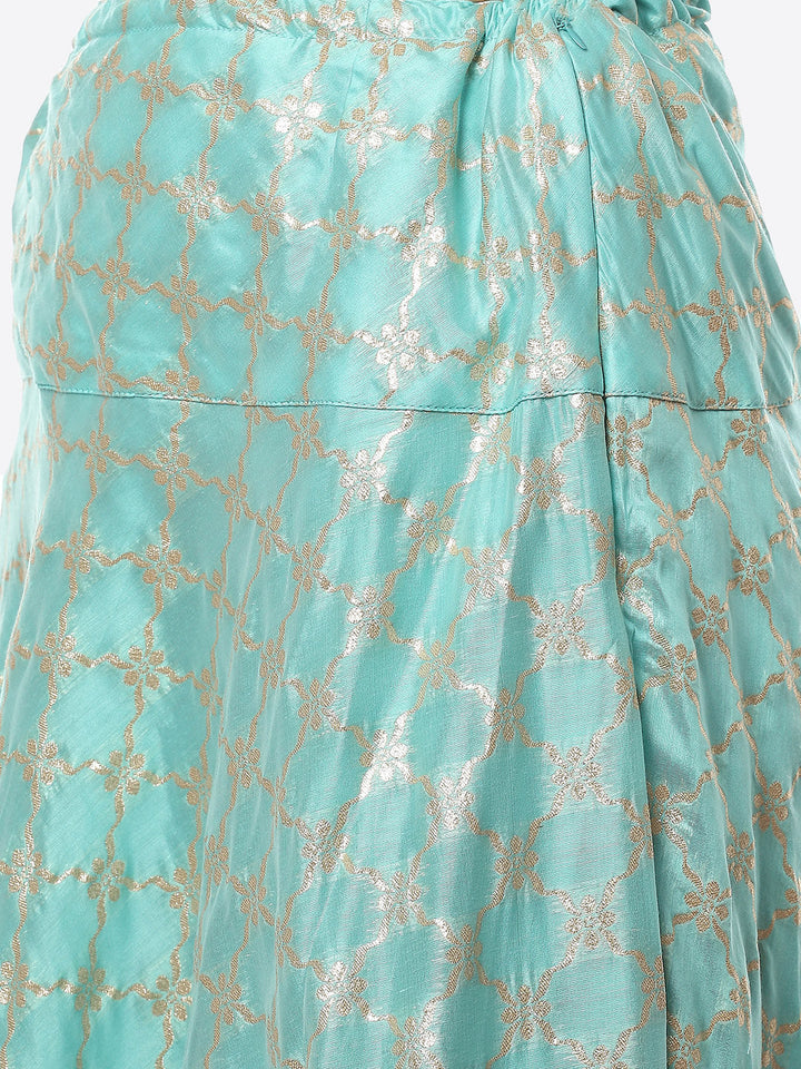 Embroidered Chanderi Kurta With Skirt