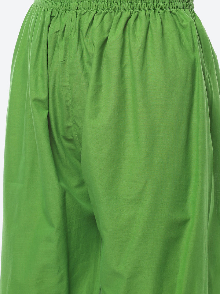 Printed Neck Embroidered Chanderi Kurti With Pant