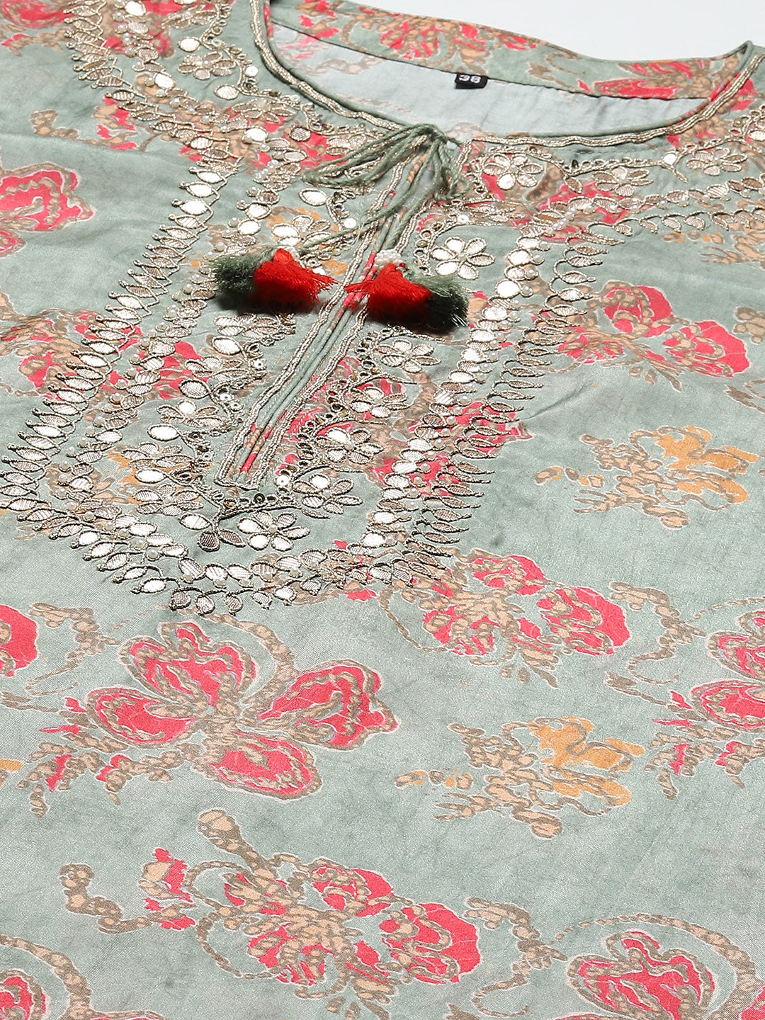 Printed With Yoke Embroidered Muslin Kurta