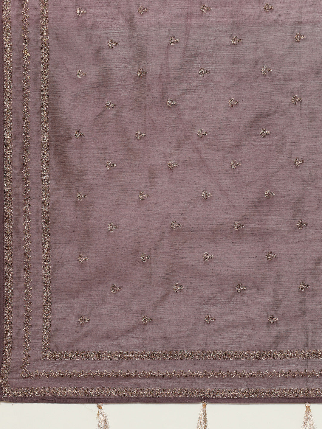 Resham Embroidered Booti Border Chanderi kurta With Pant &amp; Dupatta