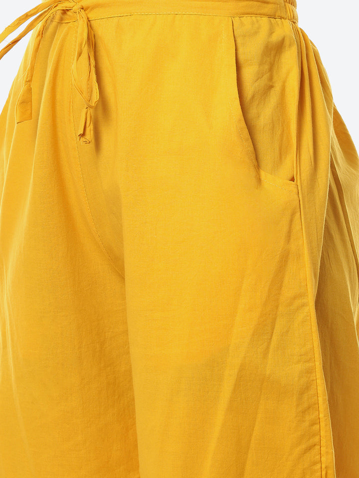 Printed Neck Embroidered Cotton Kurta With Pant
