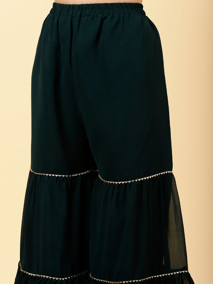 Sequen Georgette Kurta With Garara &amp; Dupatta