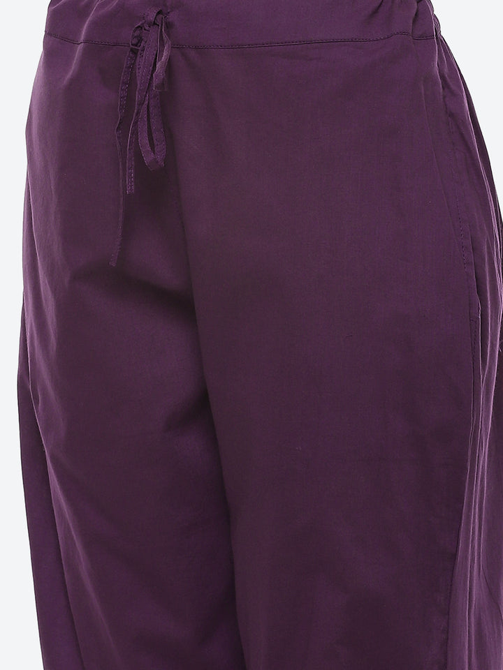 Embroidered Zari Neck Chanderi Kurti With Pant