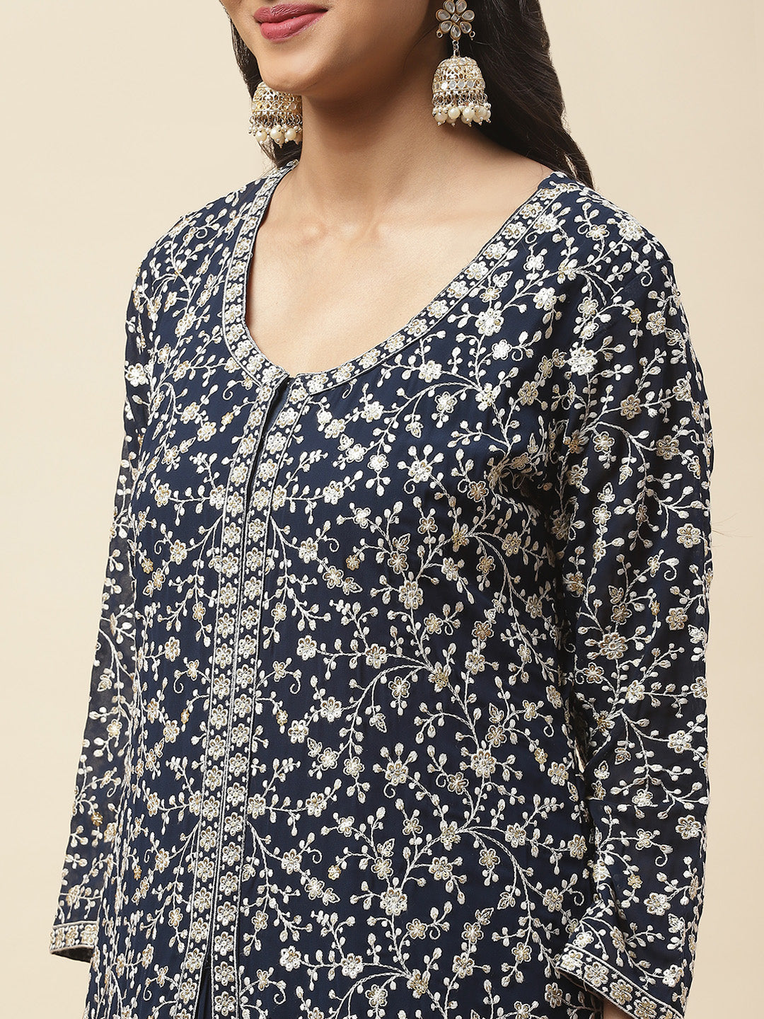 Embroidered Georgette Jacket Kurta