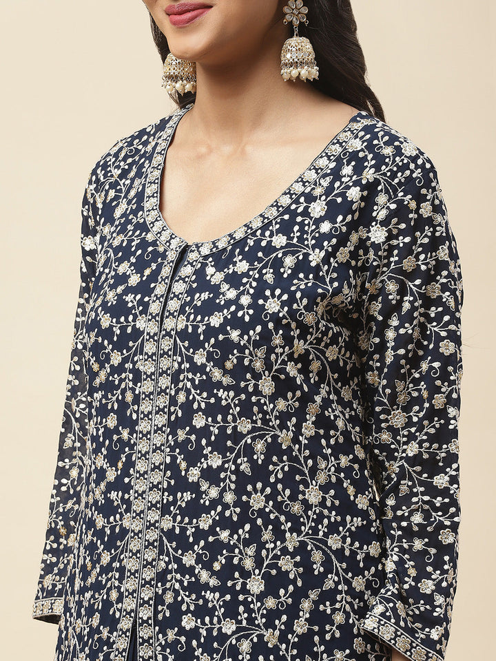 Embroidered Georgette Jacket Kurta