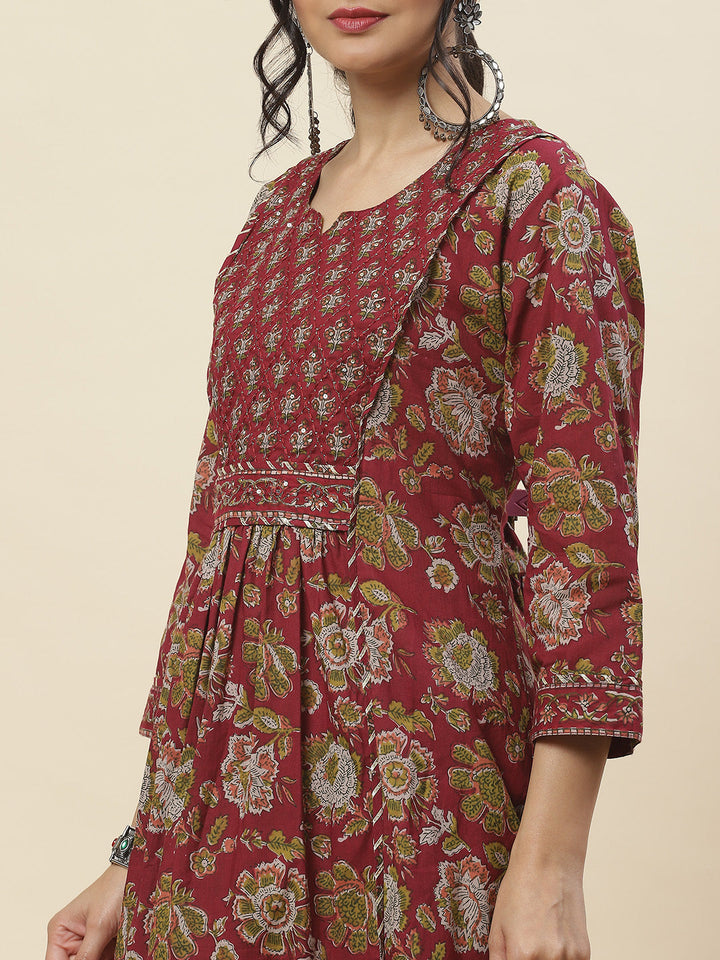 Printed Cotton Kurta With Pants
