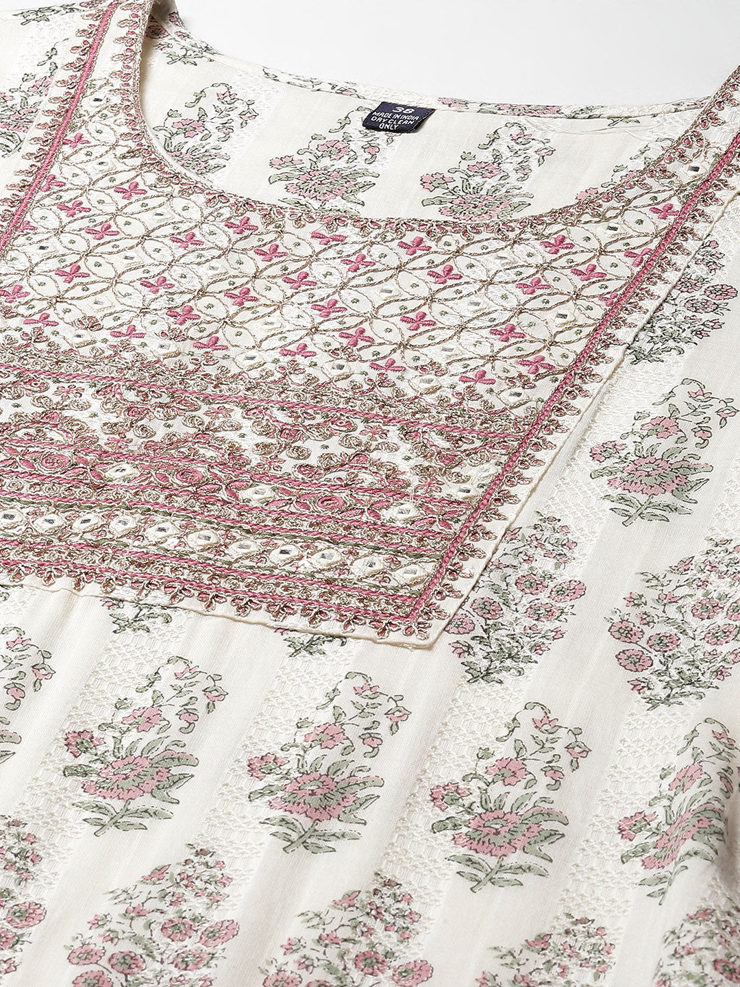 Floral Printed Cotton Kurta With Pants &amp; Dupatta